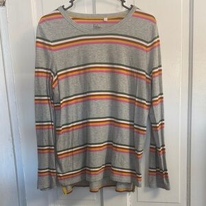Boden Gray Striped Long Sleeve Top